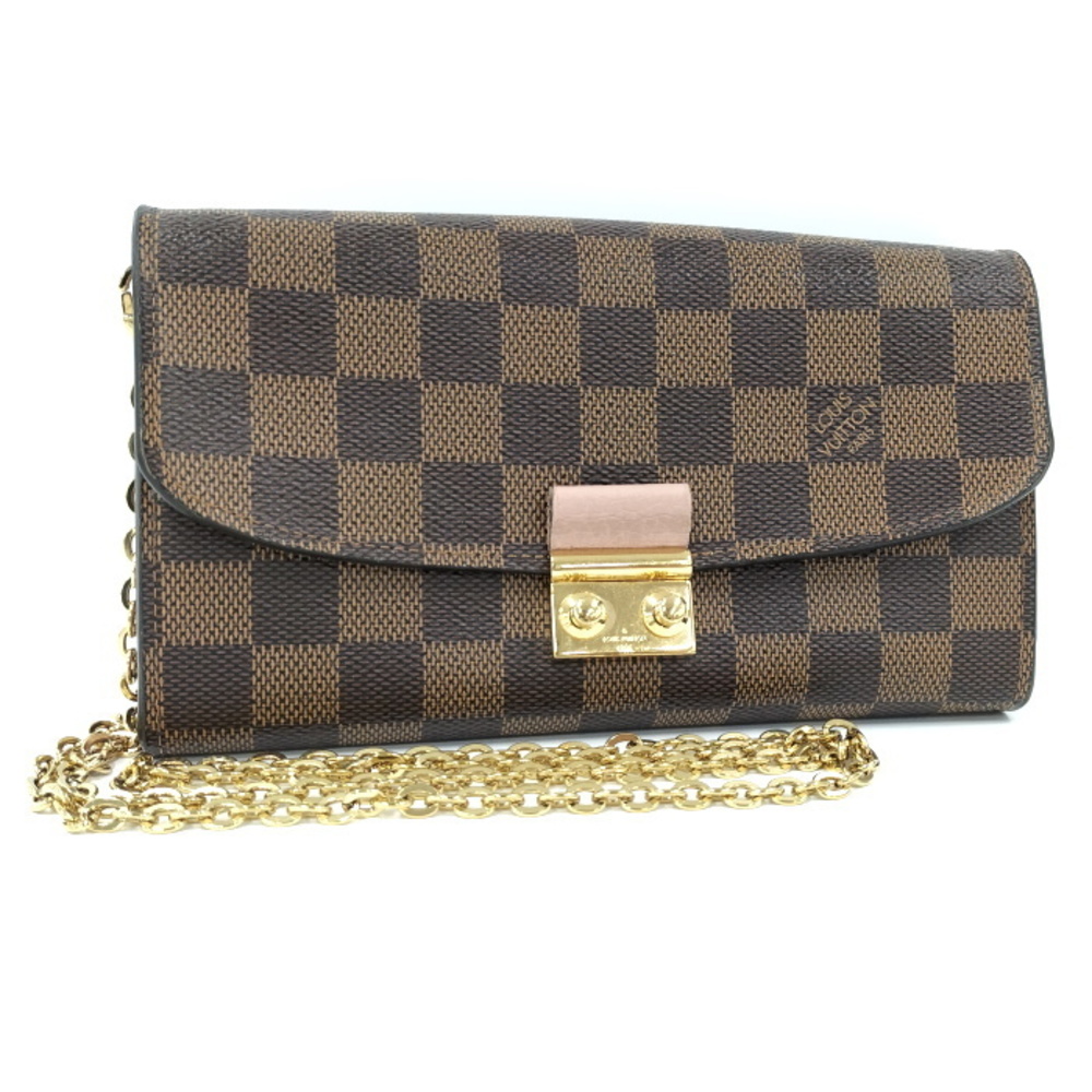 Louis Vuitton Portefeuille Croisette Chain Wallet Damier Ebene